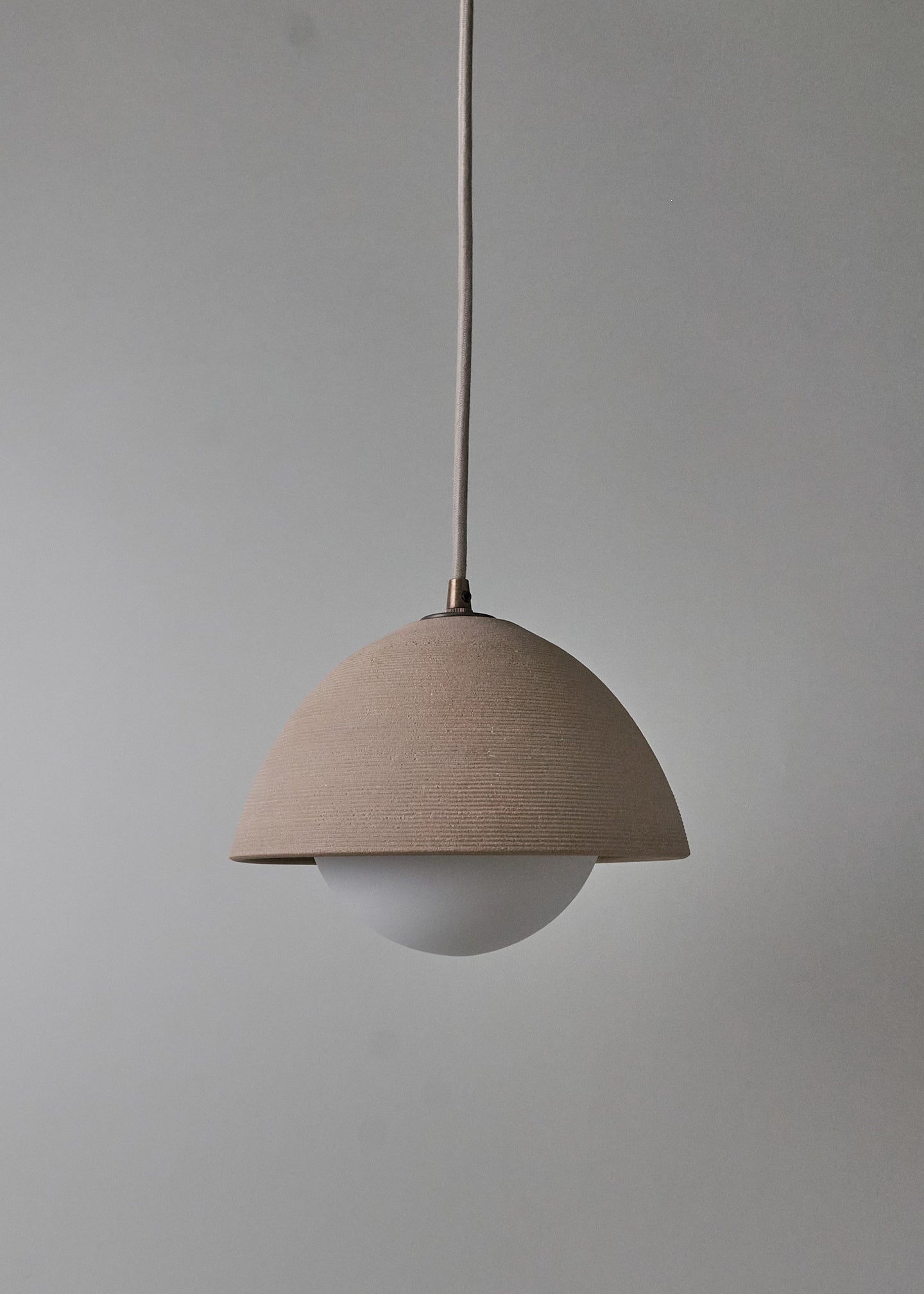 Small  Dome Pendant Lamp in Combed Sand - Victoria Morris Pottery