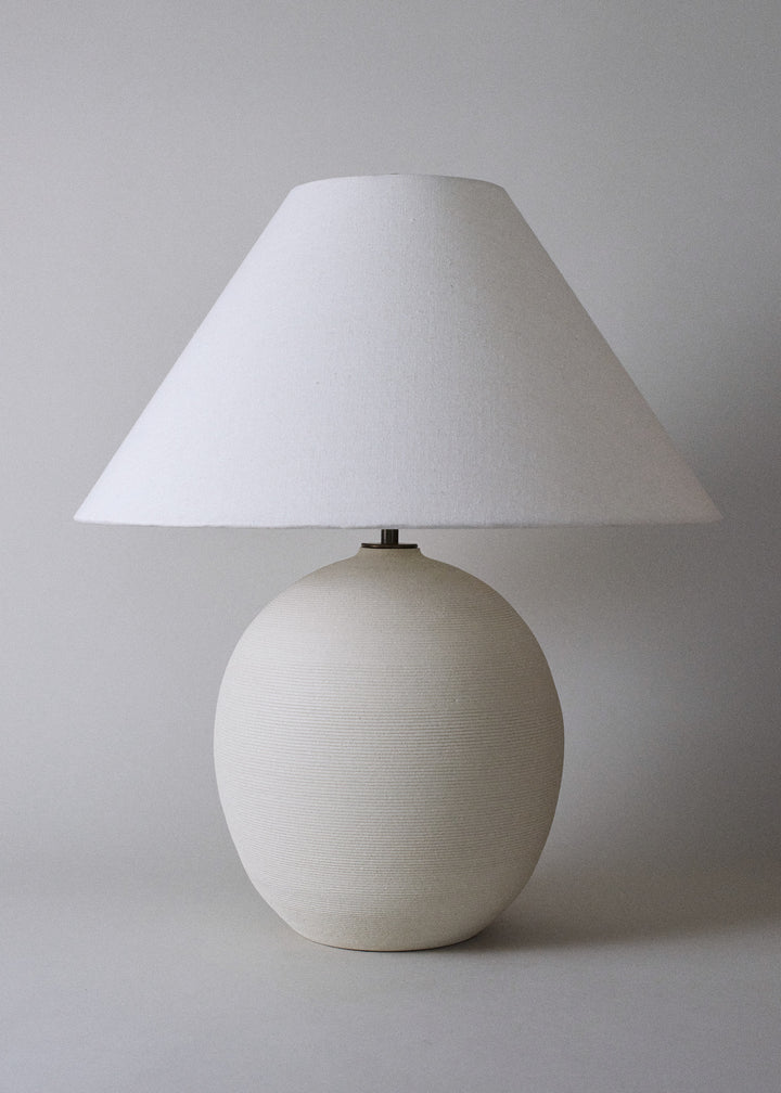 Large Orb Lamp in Combed Chalk with Empire Shade - Victoria Morris Pottery