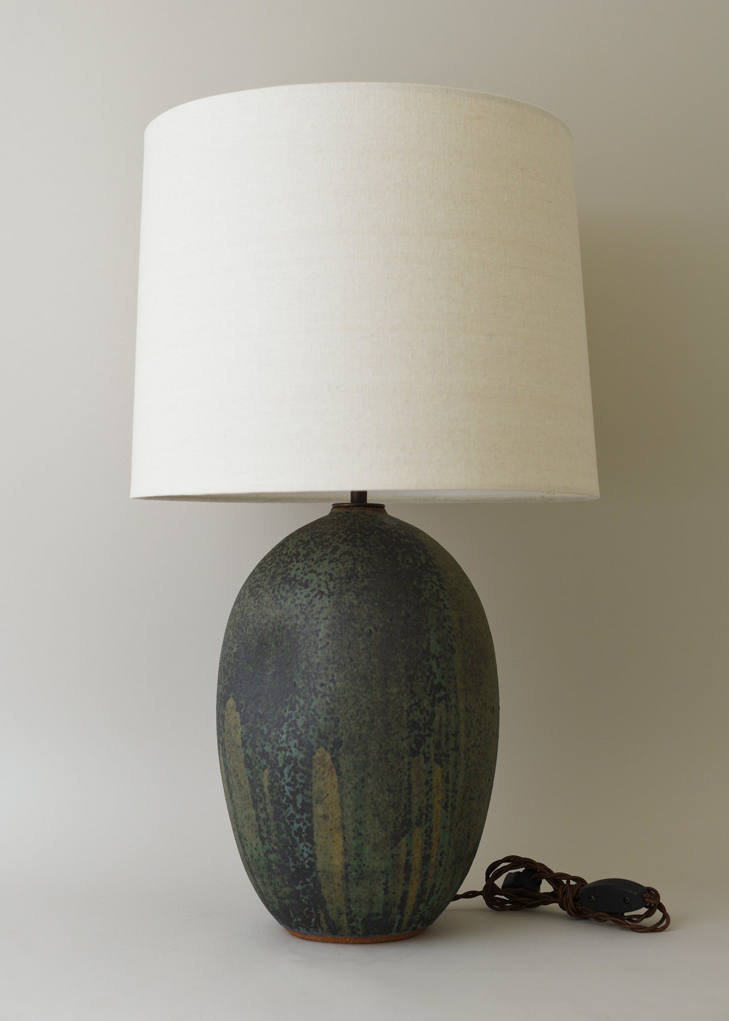 Large Oval Dimple Lamp in Lichen - Victoria Morris Pottery