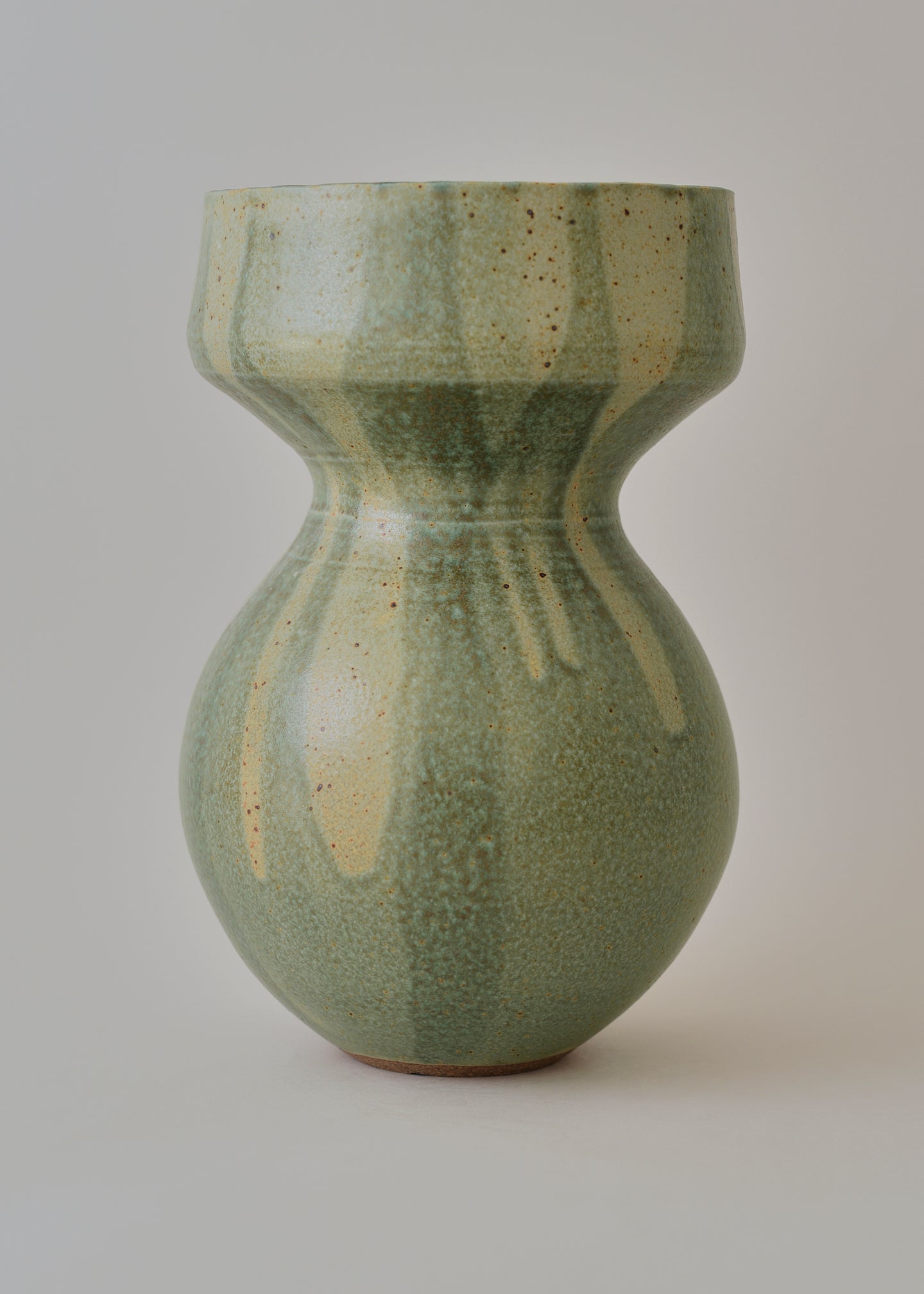 Extra Large Flora Series Vase in Poured Copper Green - Victoria Morris Pottery