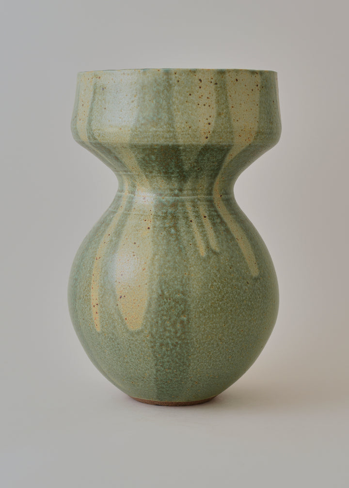 Extra Large Flora Series Vase in Poured Copper Green - Victoria Morris Pottery