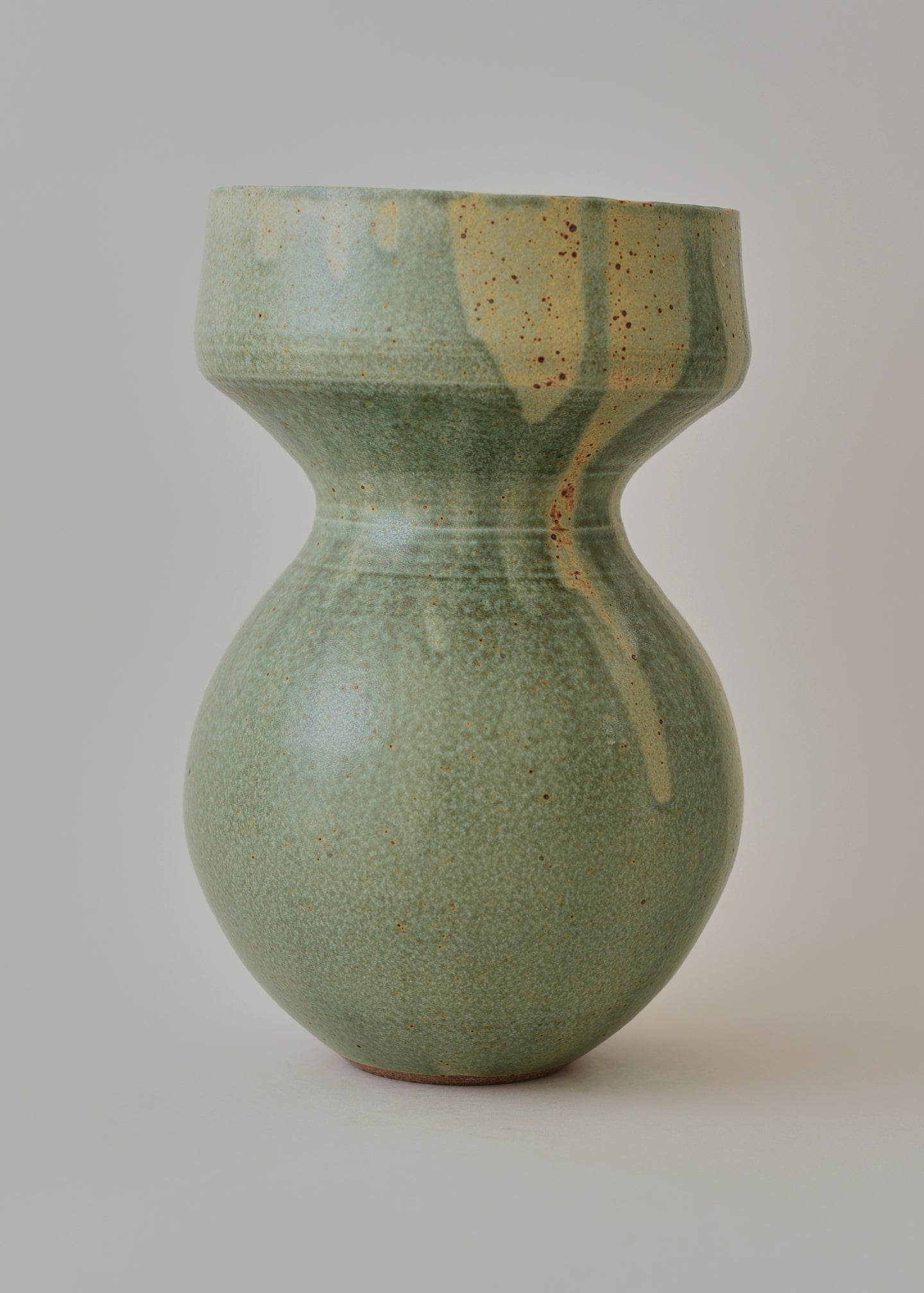 Extra Large Flora Series Vase in Poured Copper Green - Victoria Morris Pottery