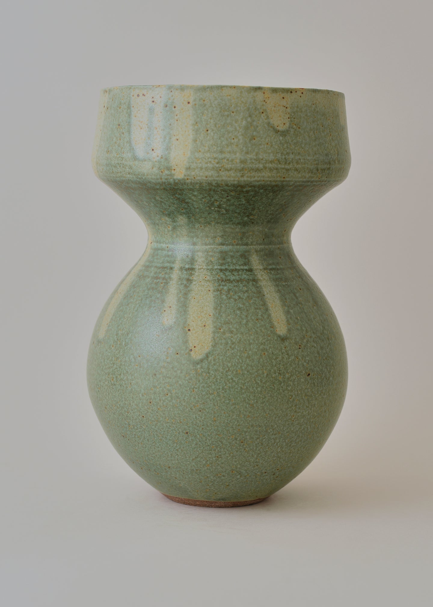 Extra Large Flora Series Vase in Poured Copper Green - Victoria Morris Pottery