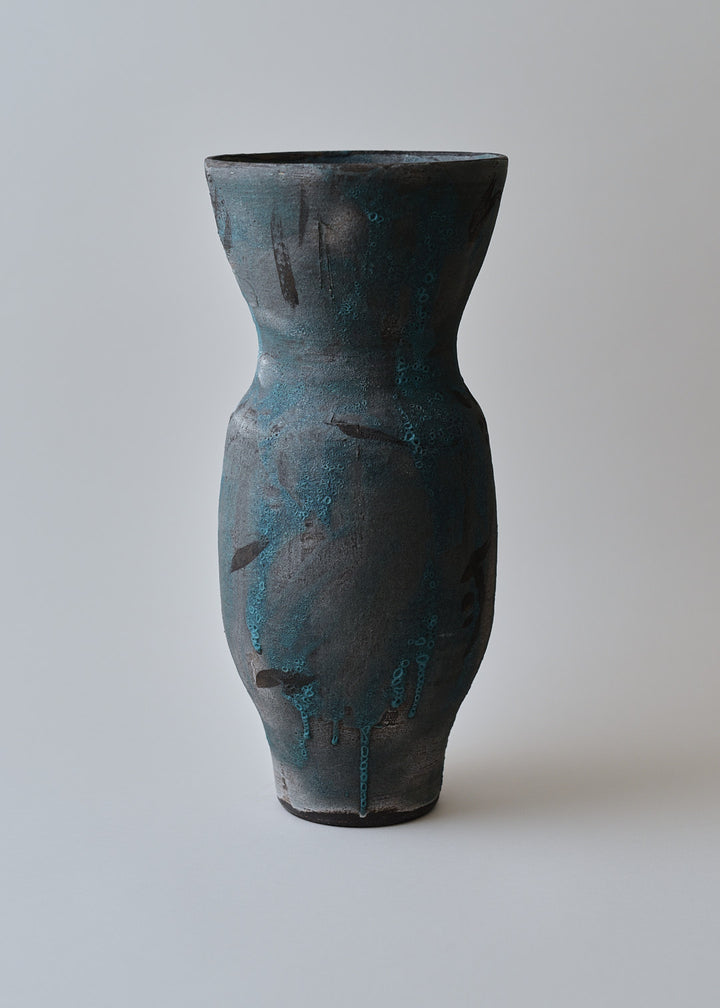 Large Lucy Series Vase no. 6 in Brushed Turquoise - Victoria Morris Pottery