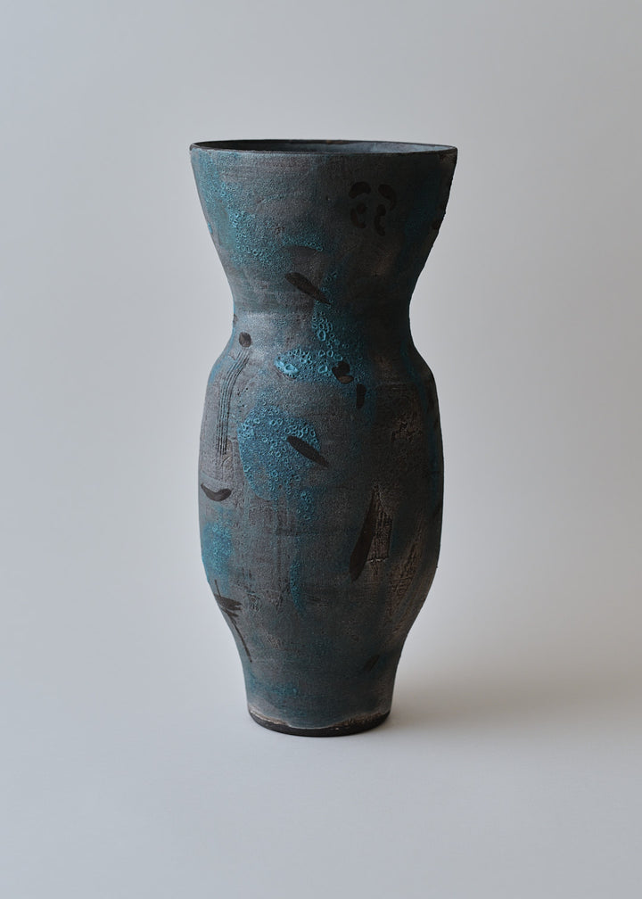 Large Lucy Series Vase no. 6 in Brushed Turquoise - Victoria Morris Pottery