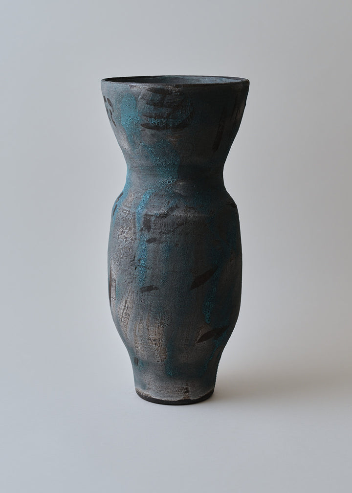 Large Lucy Series Vase no. 6 in Brushed Turquoise - Victoria Morris Pottery