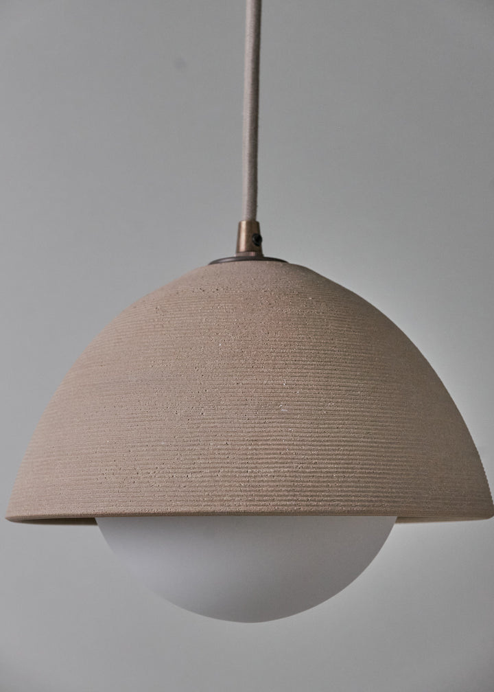 Small  Dome Pendant Lamp in Combed Sand - Victoria Morris Pottery