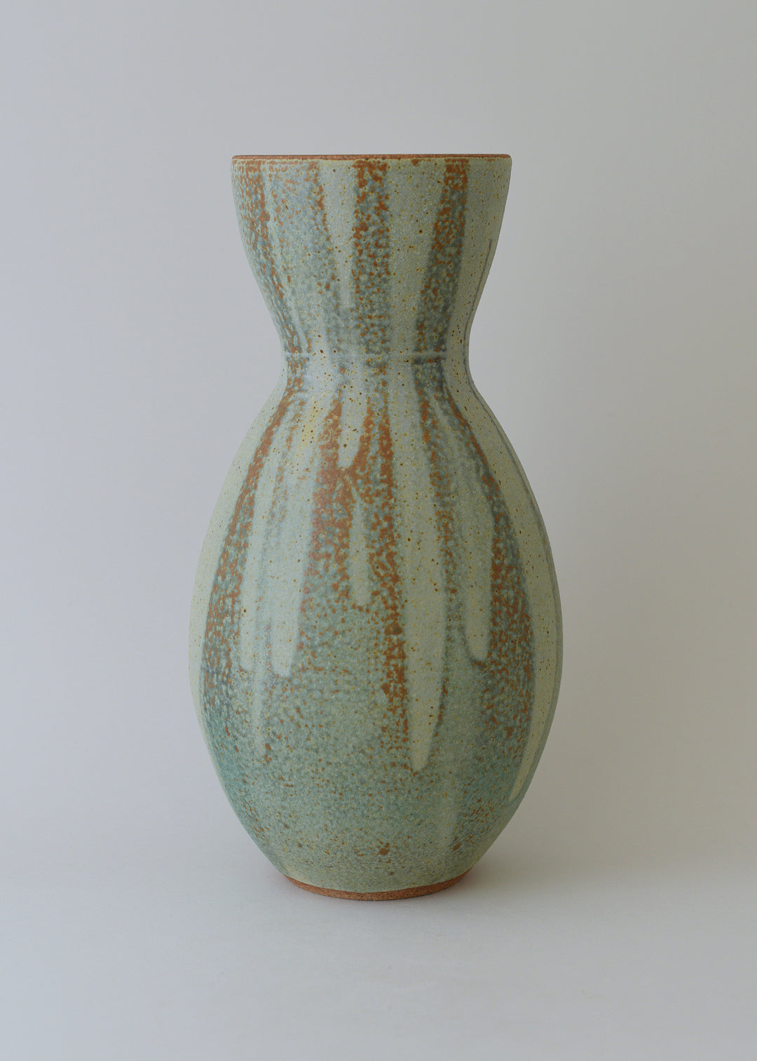 Extra Large Deco Series Vase in Poured Copper Green - Victoria Morris Pottery