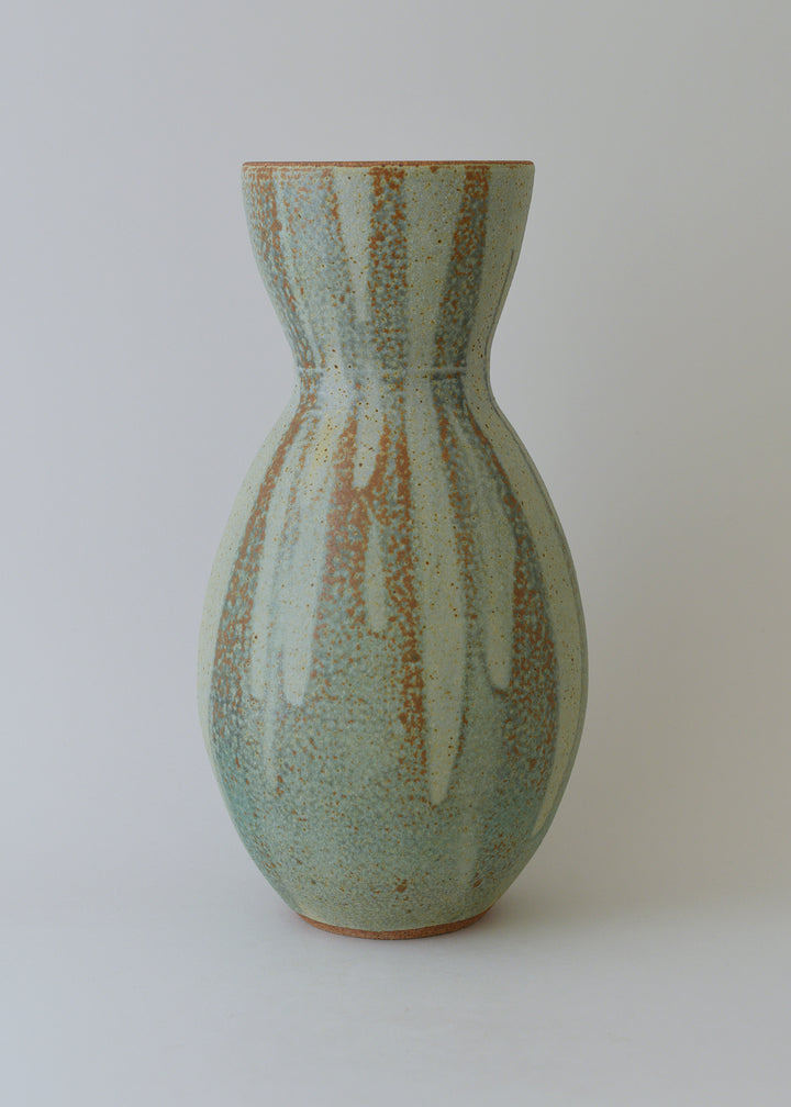 Extra Large Deco Series Vase in Poured Copper Green - Victoria Morris Pottery
