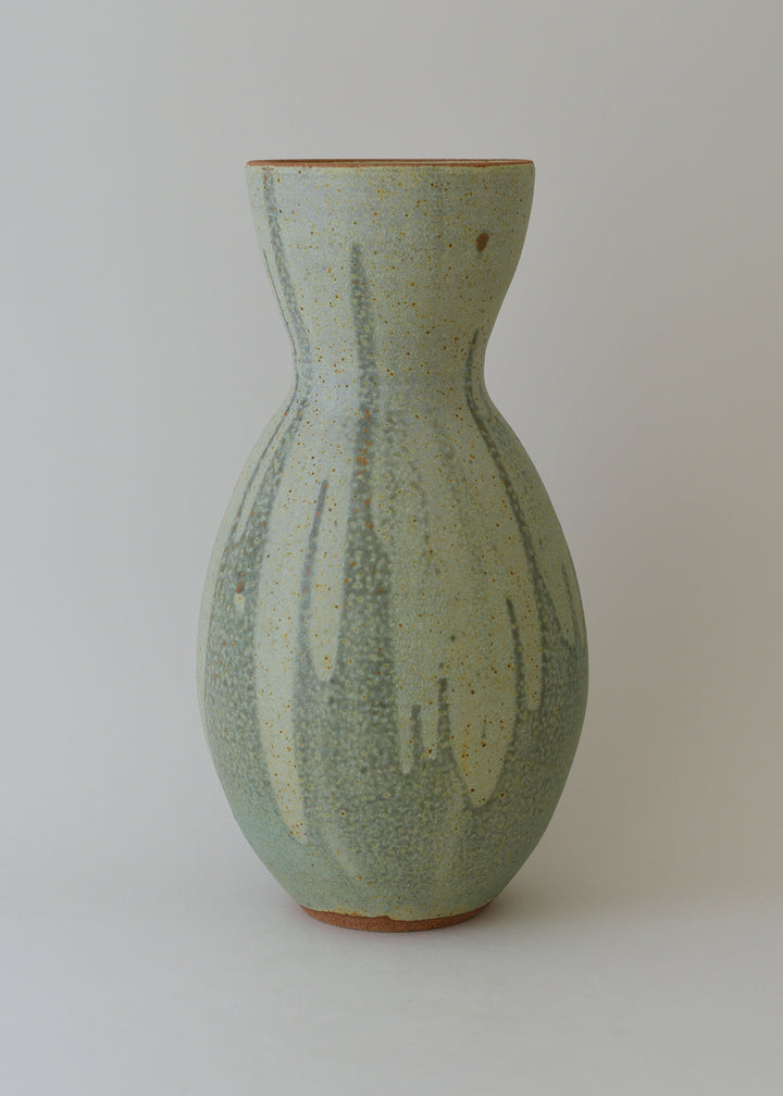 Extra Large Deco Series Vase in Poured Copper Green - Victoria Morris Pottery