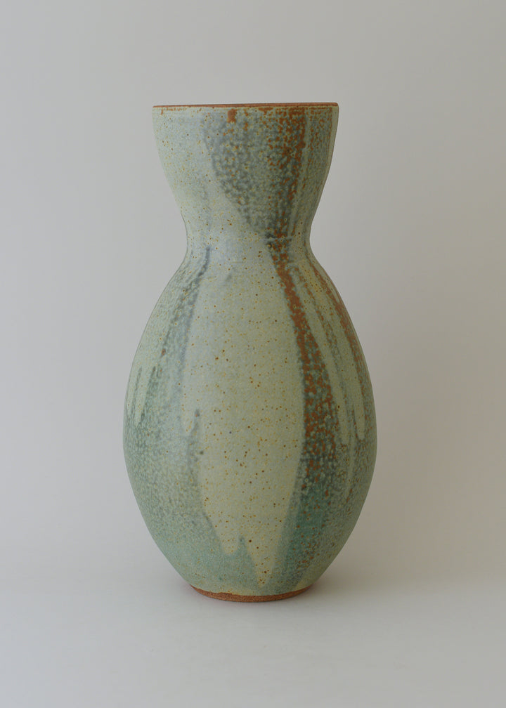 Extra Large Deco Series Vase in Poured Copper Green - Victoria Morris Pottery