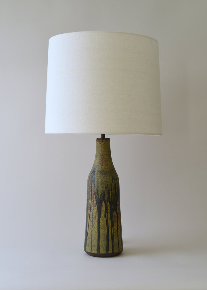 Elongated Bottle Lamp in Lichen - Victoria Morris Pottery