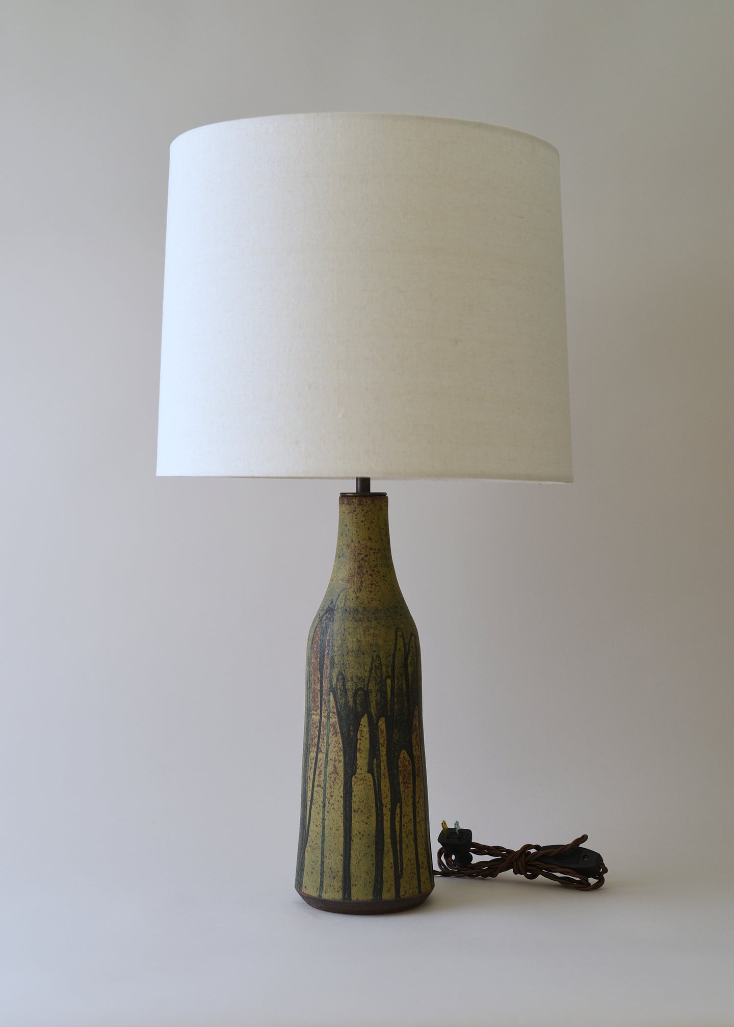 Elongated Bottle Lamp in Lichen - Victoria Morris Pottery