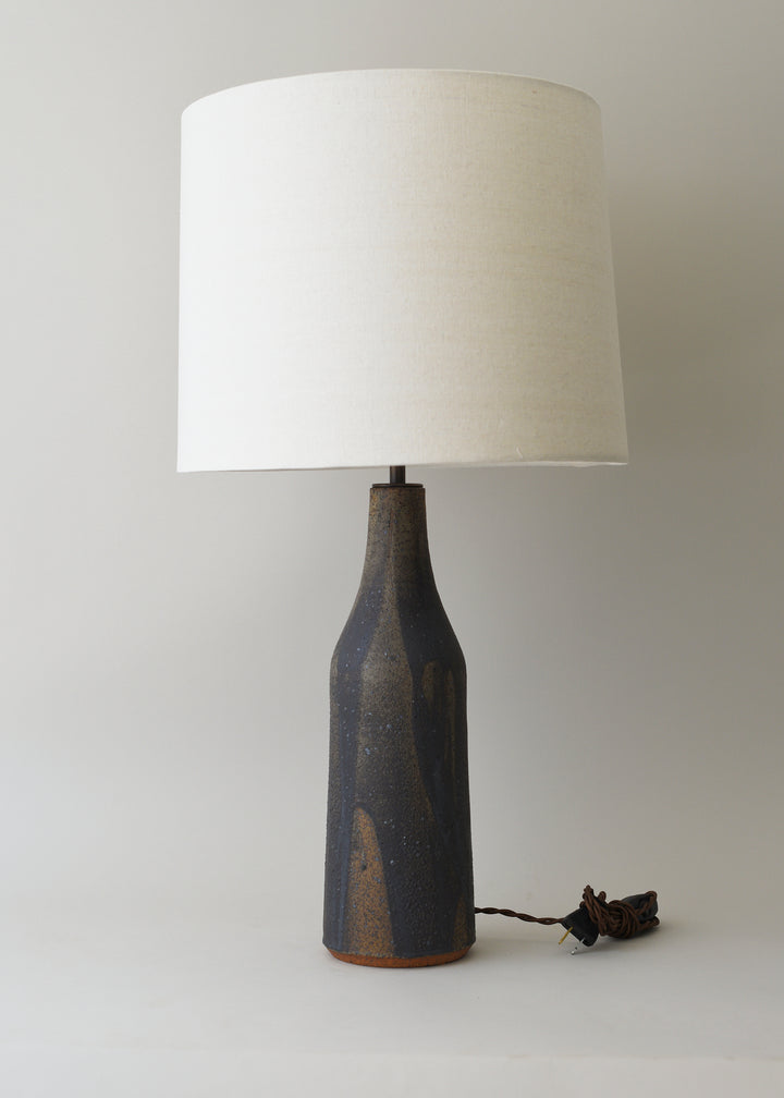 Elongated Bottle Lamp in Poured Graphite - Victoria Morris Pottery