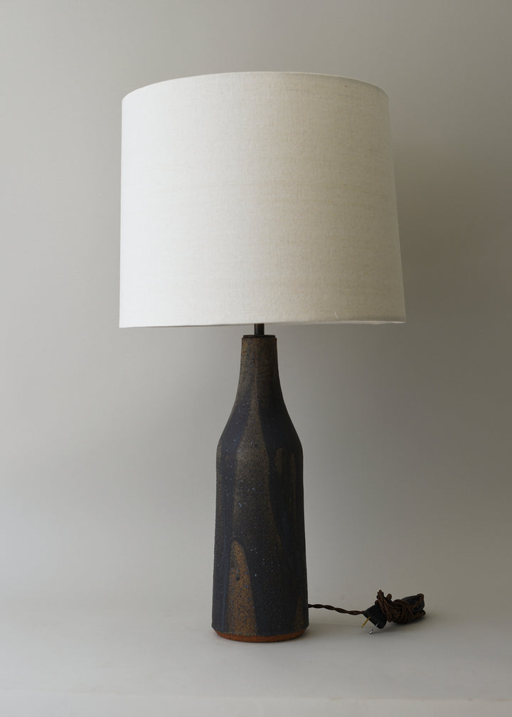 Elongated Bottle Lamp in Poured Graphite - Victoria Morris Pottery