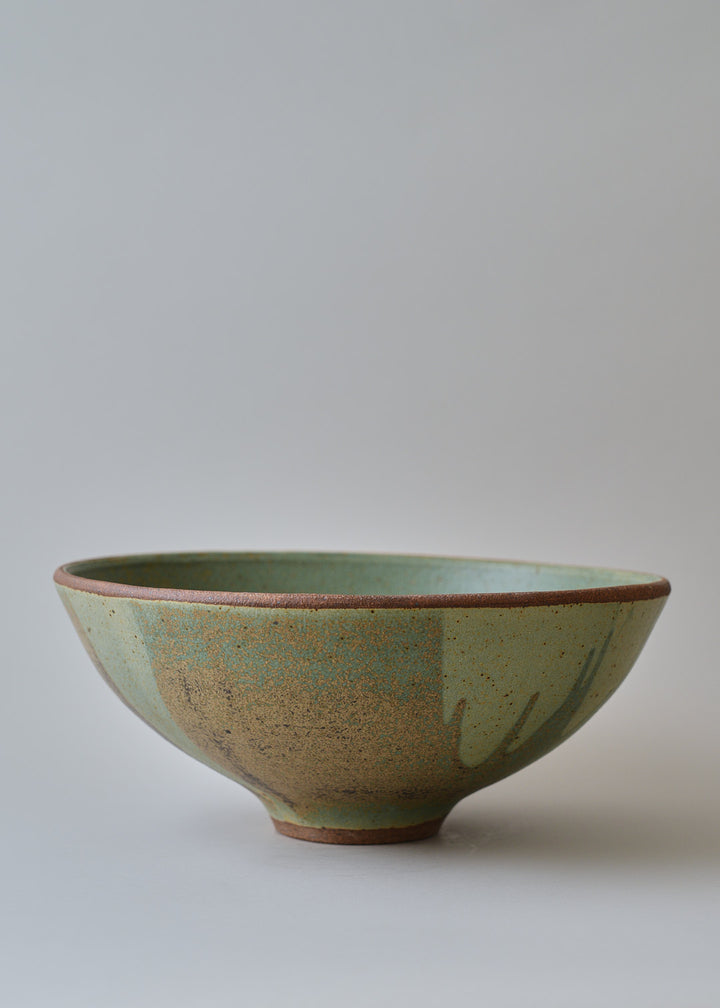 Extra Large Lucy Serving Bowl in Poured Copper Green - Victoria Morris Pottery