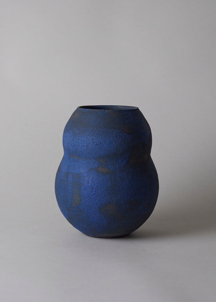 Small Gourd Vase in Brushed Cobalt - Victoria Morris Pottery