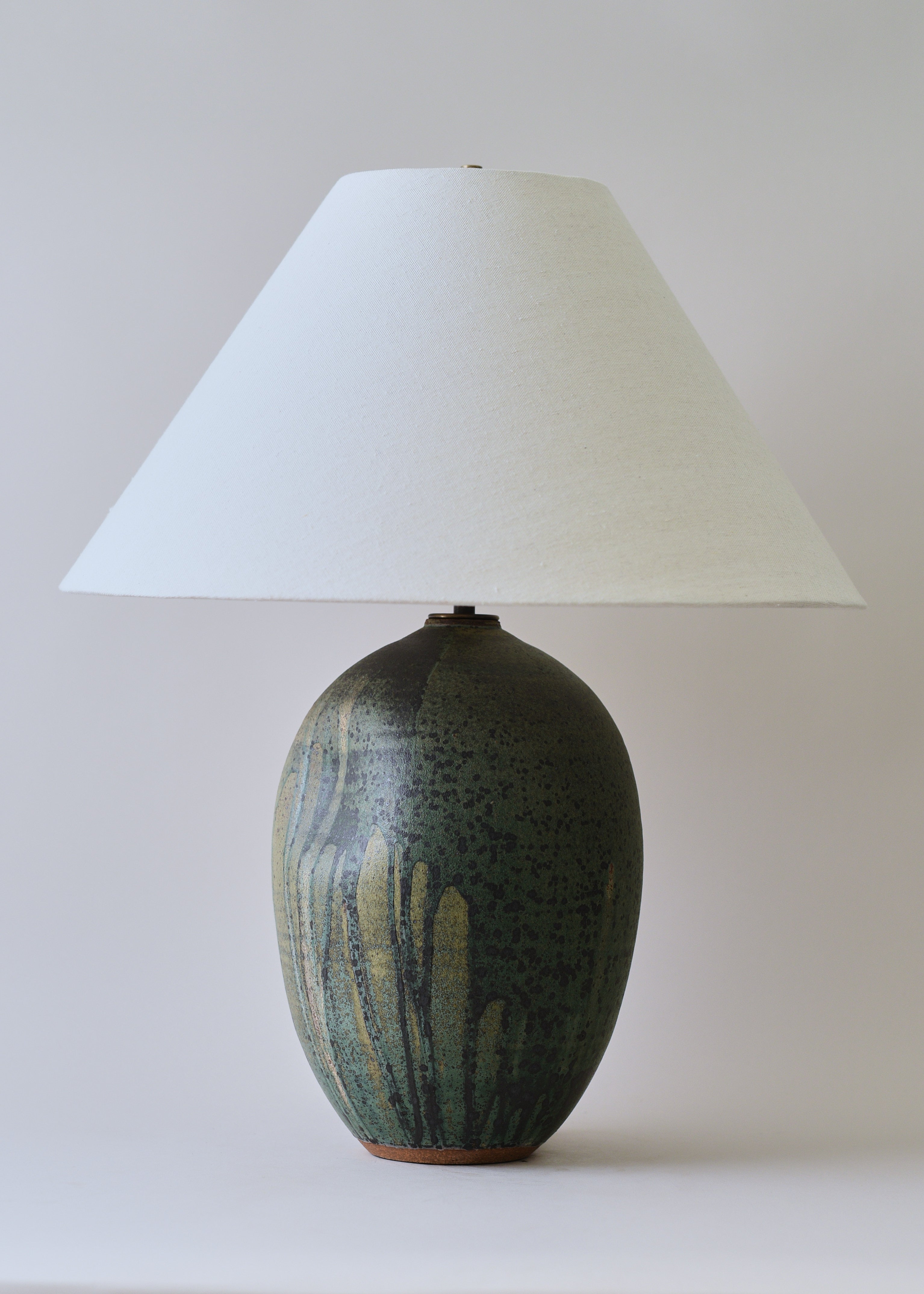Large Oval Dimple Lamp in Lichen - Victoria Morris Pottery