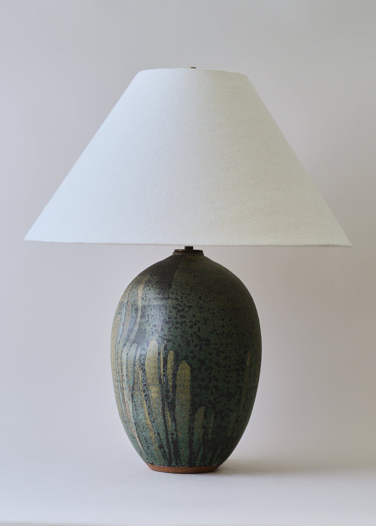 Large Oval Dimple Lamp in Lichen - Victoria Morris Pottery