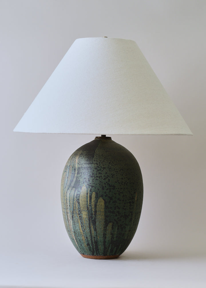 Large Oval Dimple Lamp in Lichen - Victoria Morris Pottery