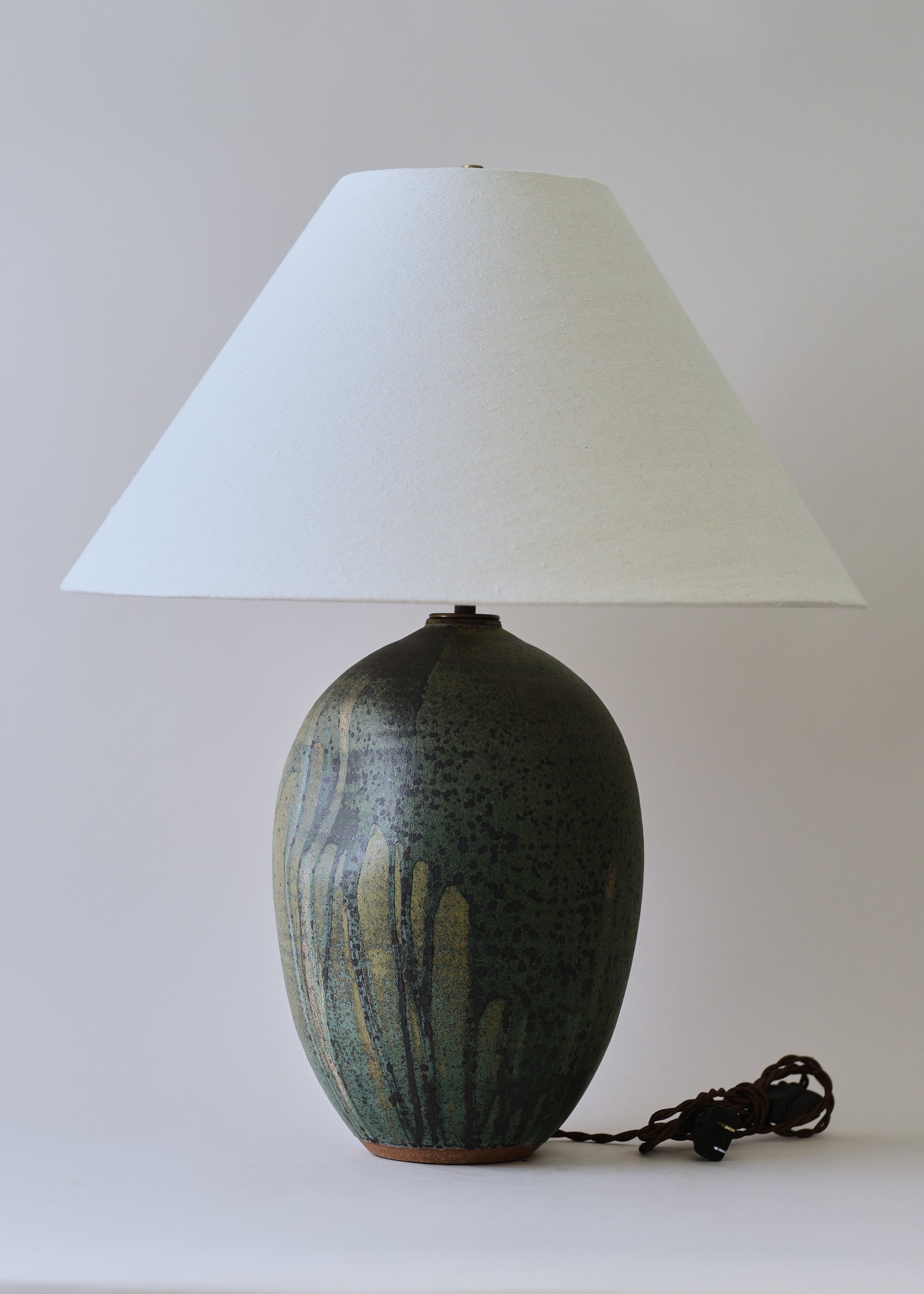 Large Oval Dimple Lamp in Lichen - Victoria Morris Pottery