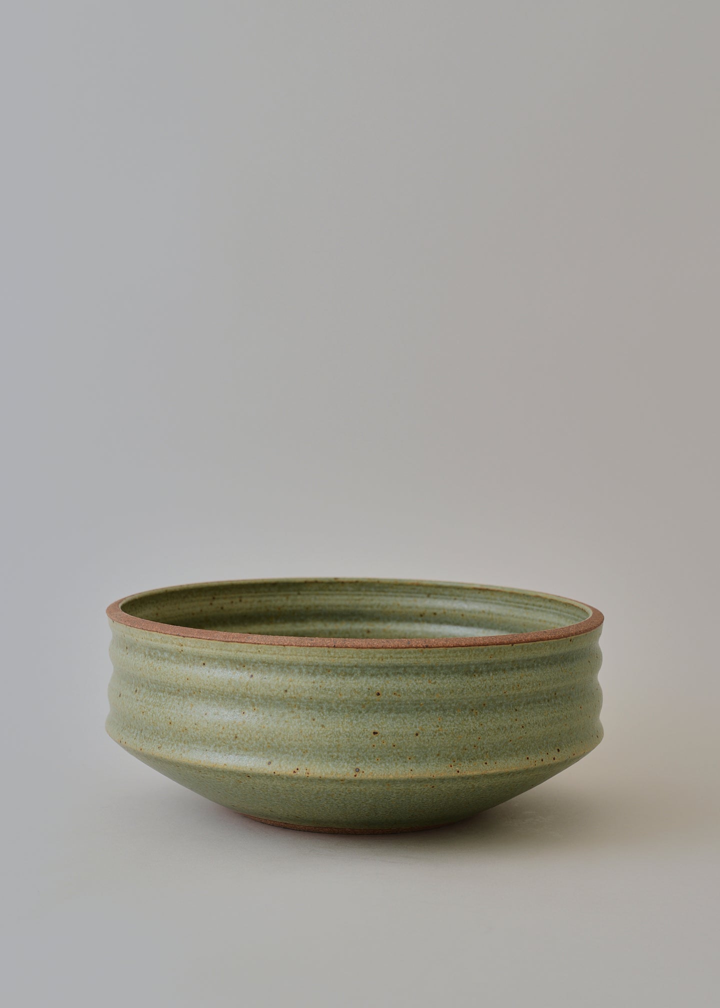 Large Ridged Architectural Bowl in Copper Green - Victoria Morris Pottery