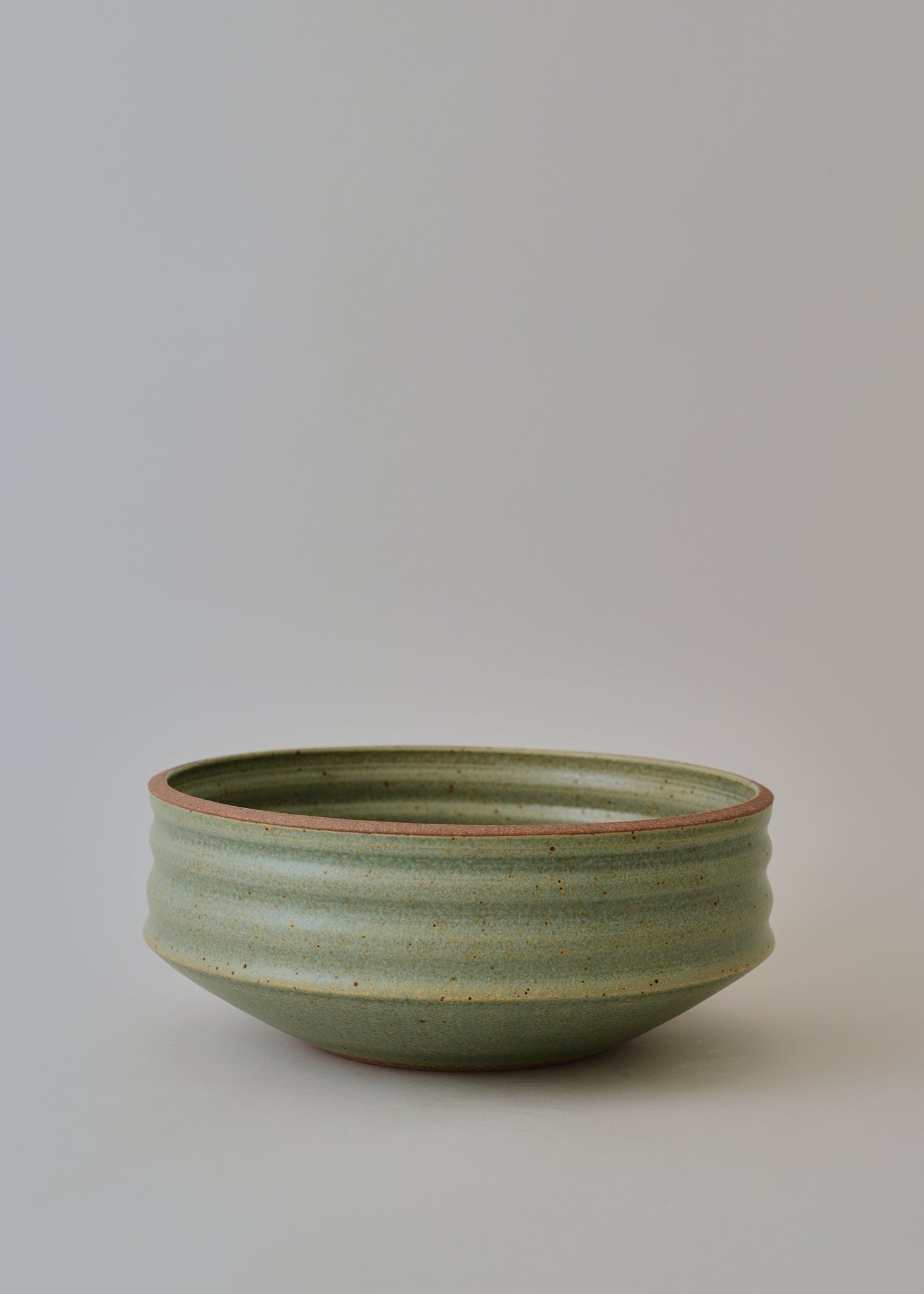 Large Ridged Architectural Bowl in Copper Green - Victoria Morris Pottery