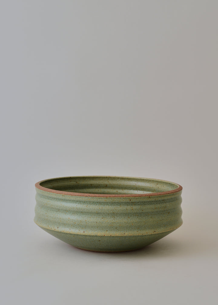 Large Ridged Architectural Bowl in Copper Green - Victoria Morris Pottery