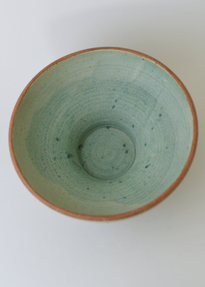 Lucy Series Bowl in Poured Copper Green - Victoria Morris Pottery