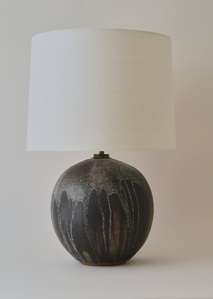Large Dimple Orb Lamp in Lichen - Limited Edition - Victoria Morris Pottery