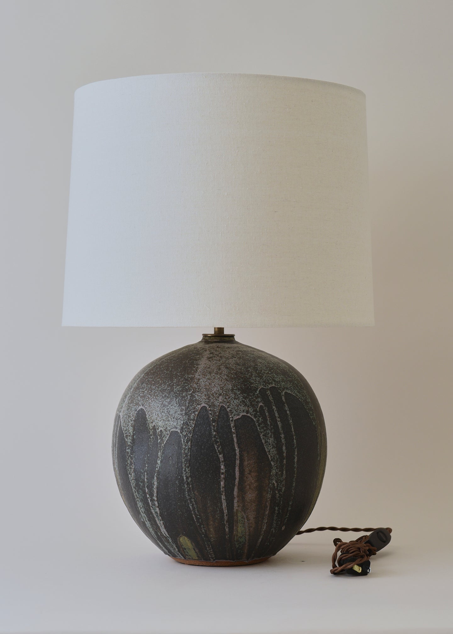 Large Dimple Orb Lamp in Lichen - Limited Edition - Victoria Morris Pottery