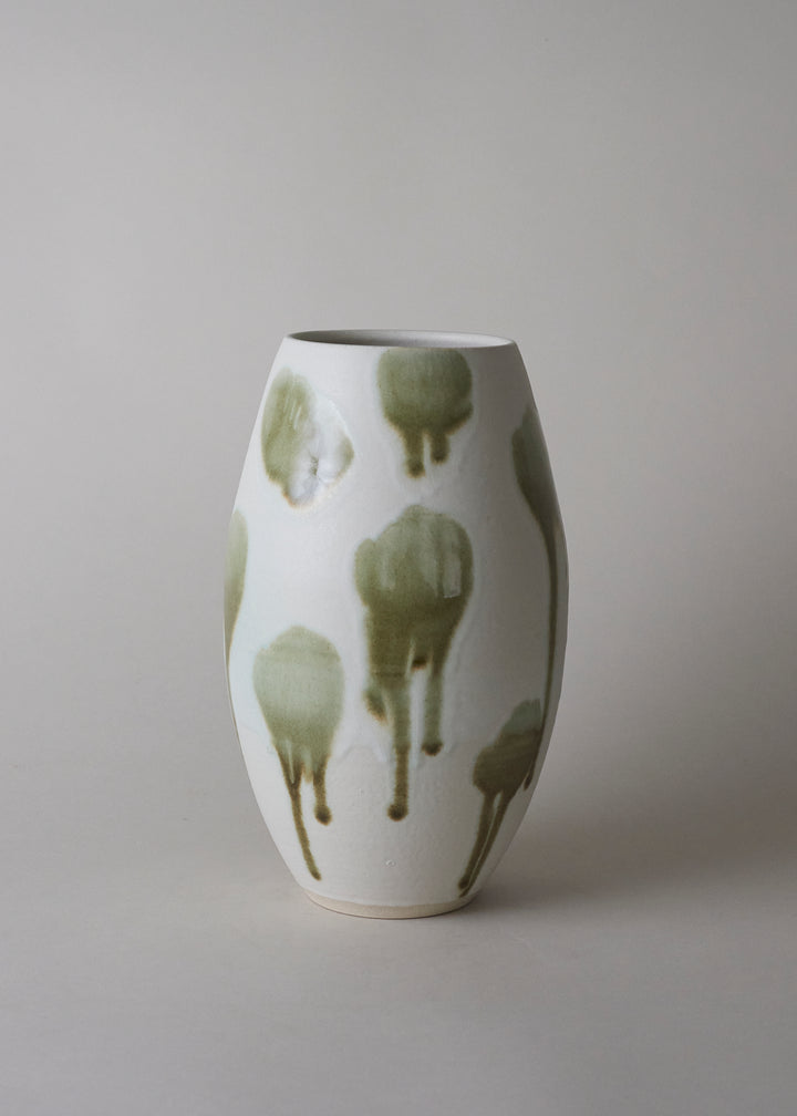 Large Oval Vase in Splashed Ivory - Victoria Morris Pottery