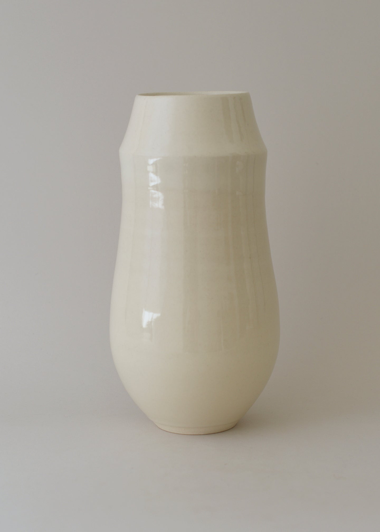 Large Ridge Vase in Bone - Victoria Morris Pottery