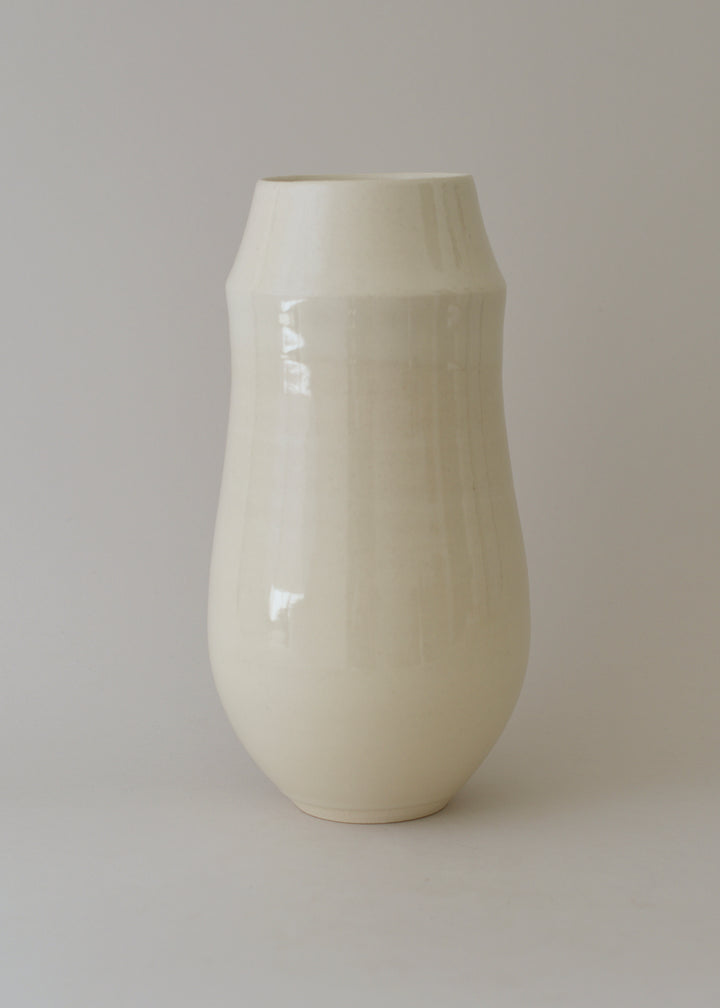 Large Ridge Vase in Bone - Victoria Morris Pottery