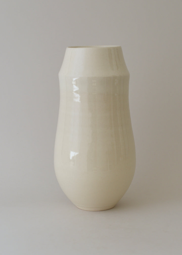 Large Ridge Vase in Bone - Victoria Morris Pottery