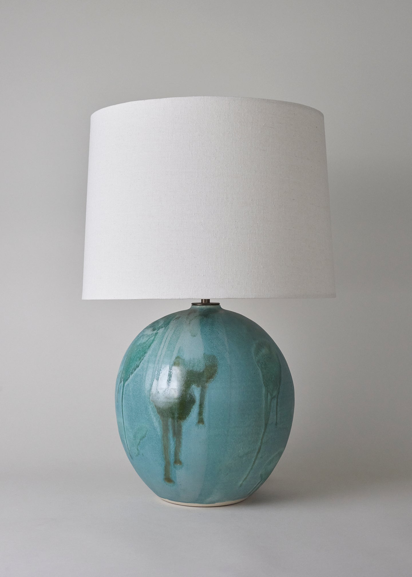 Large Orb Lamp in Splashed Cerulean - Limited Edition - Victoria Morris Pottery