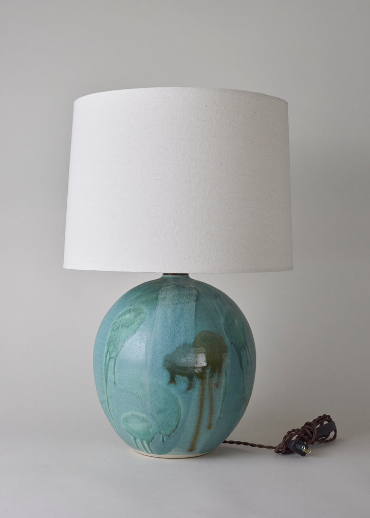 Large Orb Lamp in Splashed Cerulean - Limited Edition - Victoria Morris Pottery