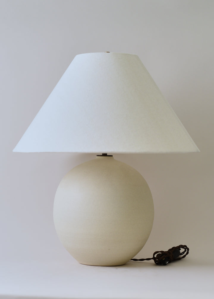 Large Orb Lamp in Chalk with Empire Shade - Limited Edition - Victoria Morris Pottery