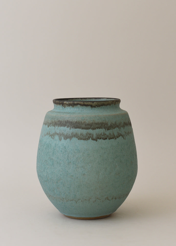 Low Poppy Series Vase in Bronzed Jade - Victoria Morris Pottery