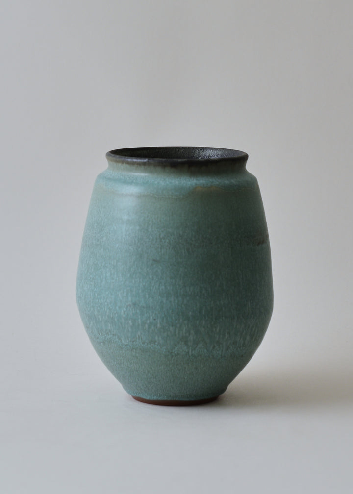 Low Poppy Series Vase in Bronzed Jade - Victoria Morris Pottery