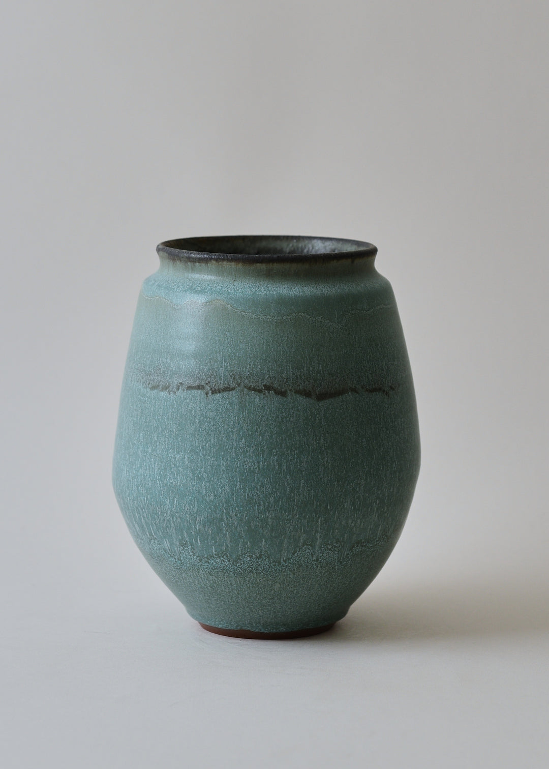 Low Poppy Series Vase in Bronzed Jade - Victoria Morris Pottery