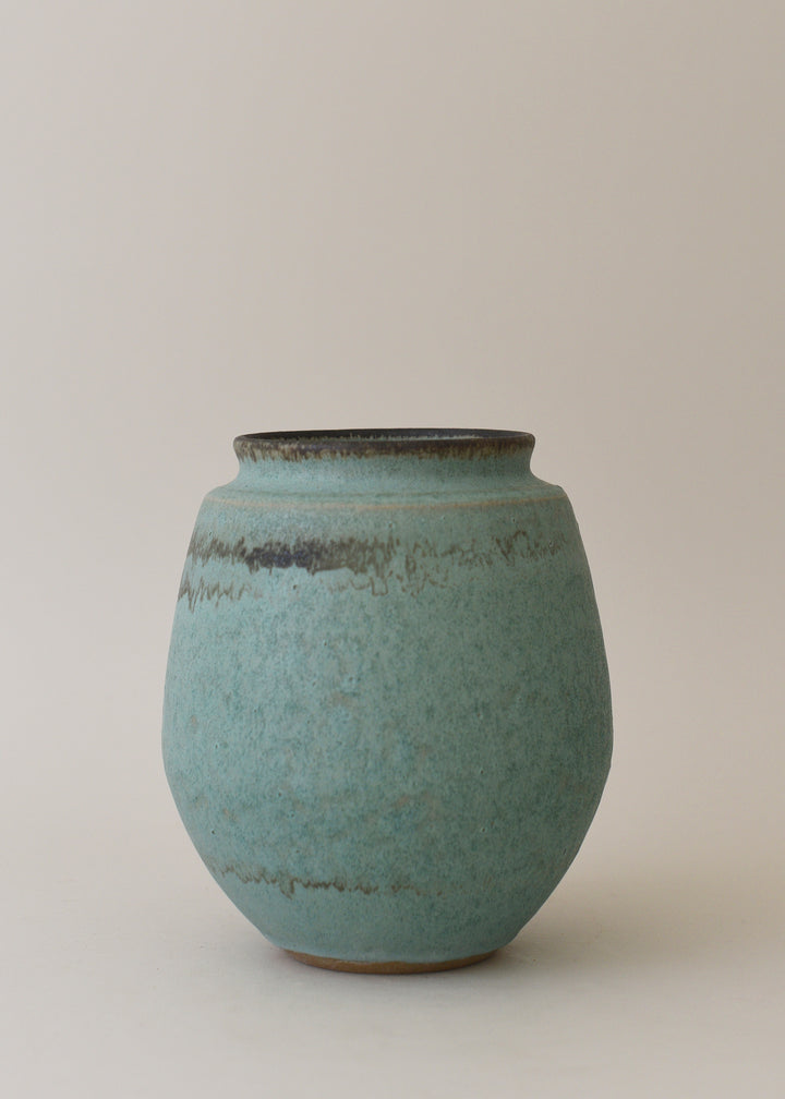 Low Poppy Series Vase in Bronzed Jade - Victoria Morris Pottery
