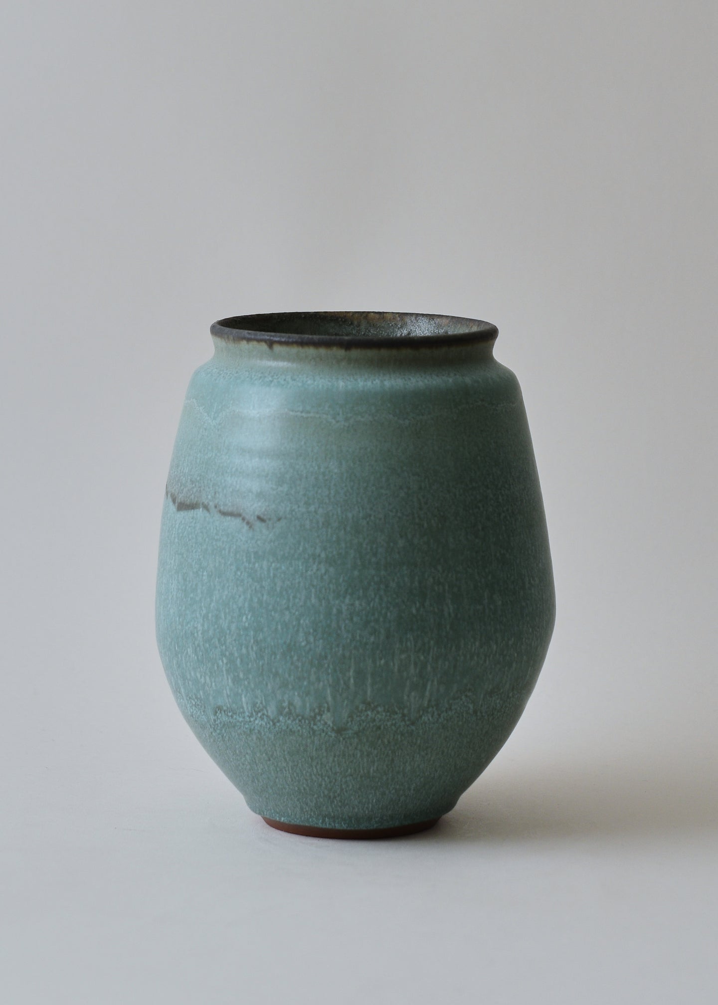 Low Poppy Series Vase in Bronzed Jade - Victoria Morris Pottery