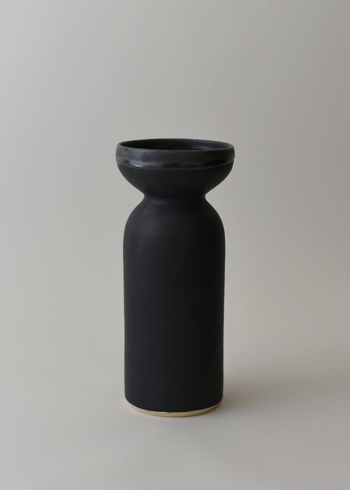Medium Oko Vase in Charcoal Stripe - Victoria Morris Pottery