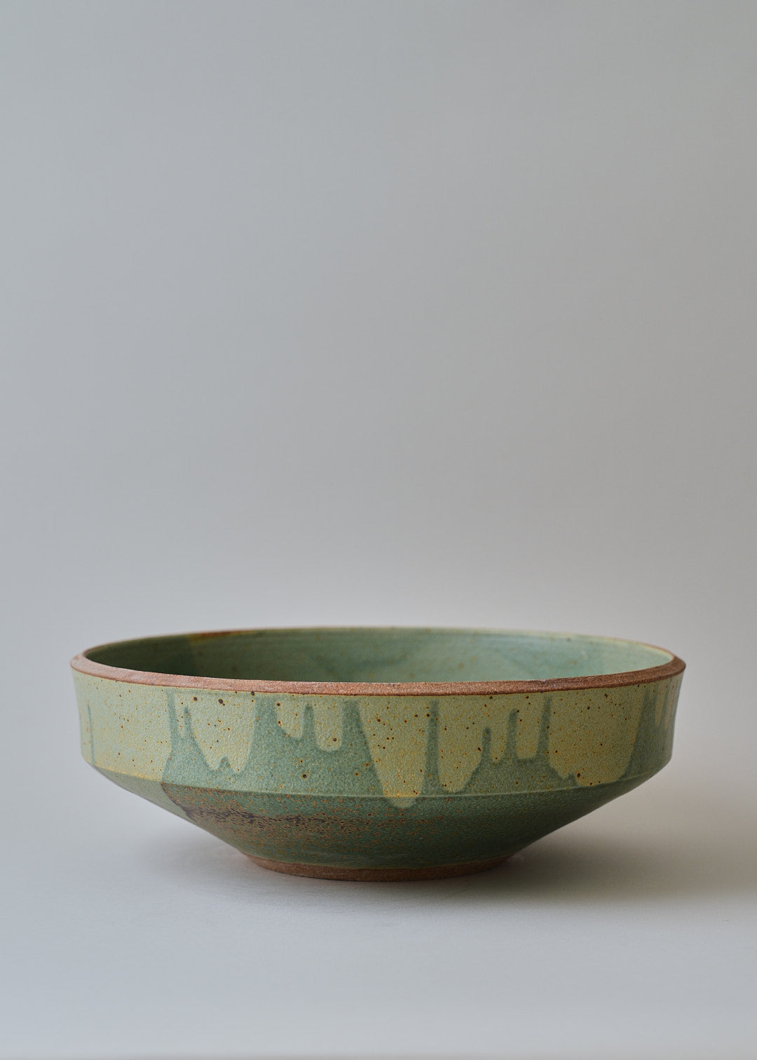 Extra Large Elle Series Bowl in Poured Copper Green - Victoria Morris Pottery