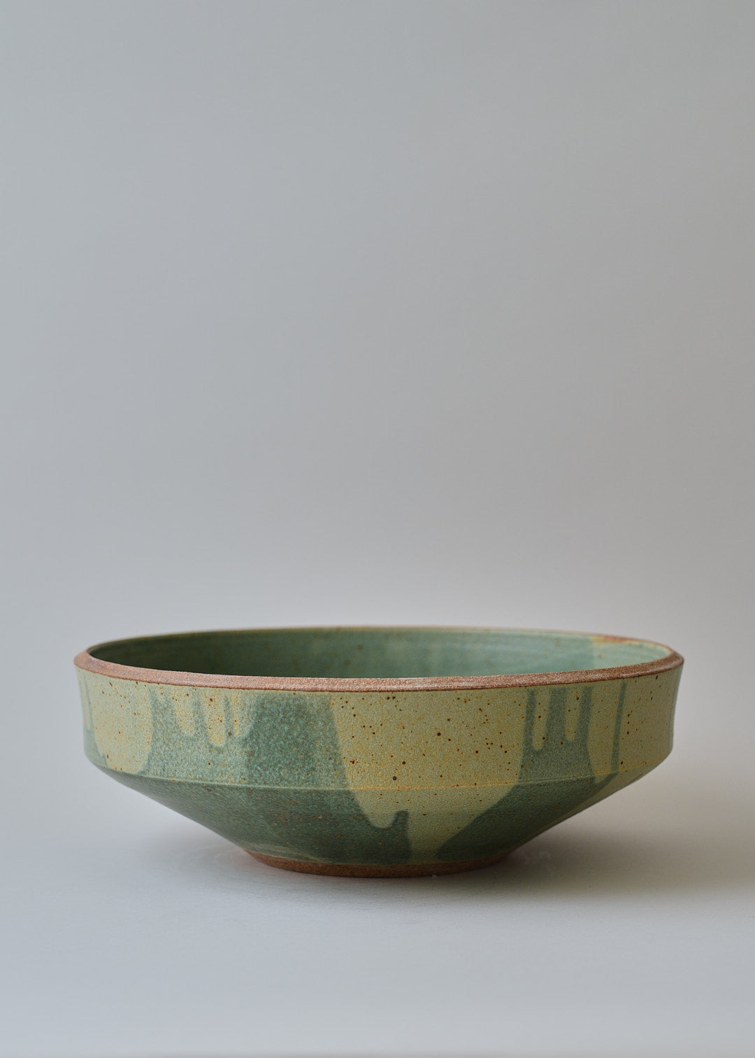 Extra Large Elle Series Bowl in Poured Copper Green - Victoria Morris Pottery