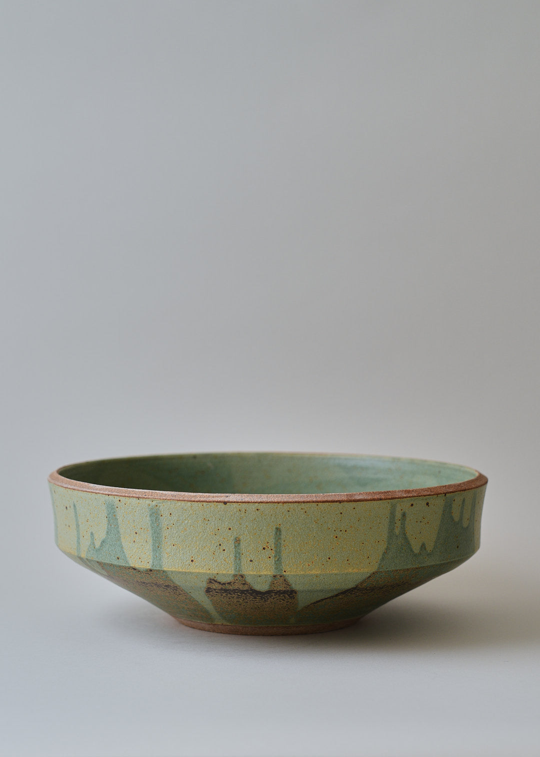 Extra Large Elle Series Bowl in Poured Copper Green - Victoria Morris Pottery