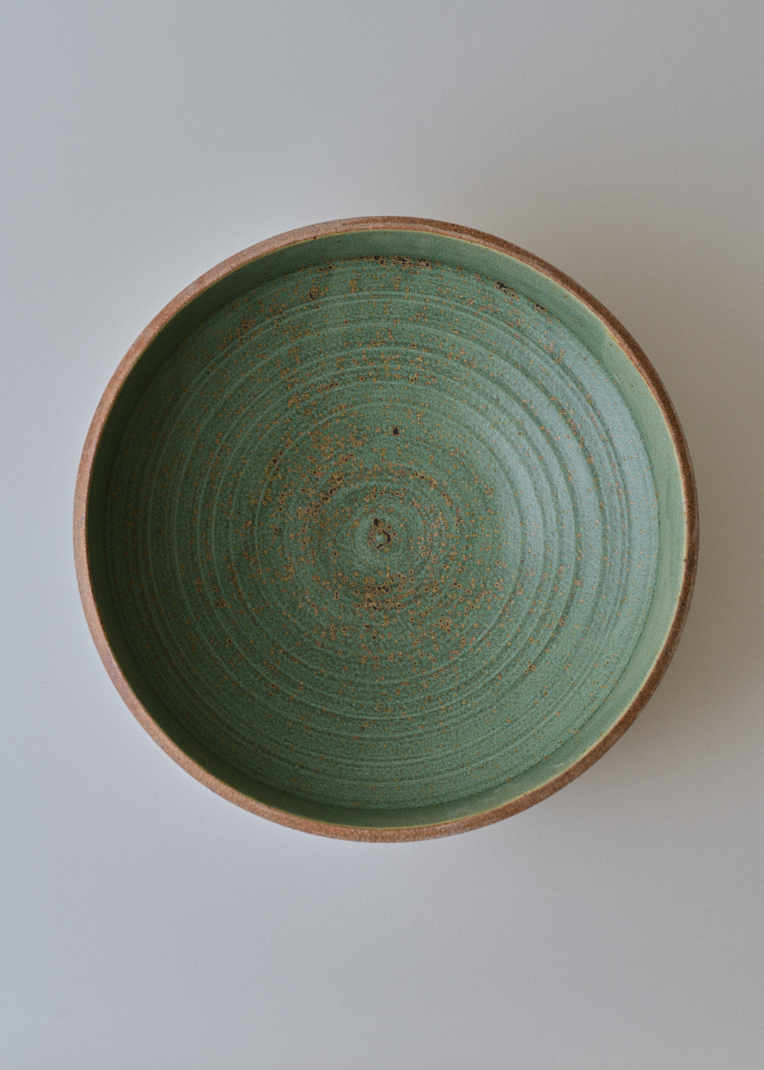 Extra Large Elle Series Bowl in Poured Copper Green - Victoria Morris Pottery
