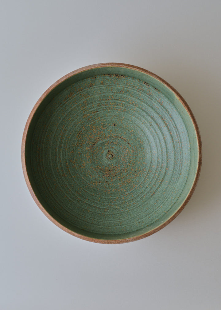 Extra Large Elle Series Bowl in Poured Copper Green - Victoria Morris Pottery