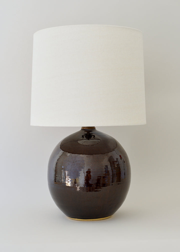 Large Orb Lamp in Dark Amber - Victoria Morris Pottery